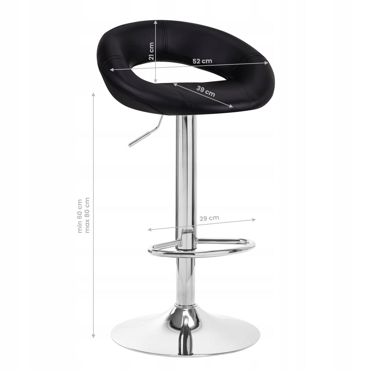 HOKER BAROWY KRZESŁO KOSMETYCZNE OBROTOWE EKOSKÓRA Szerokość mebla 52 cm