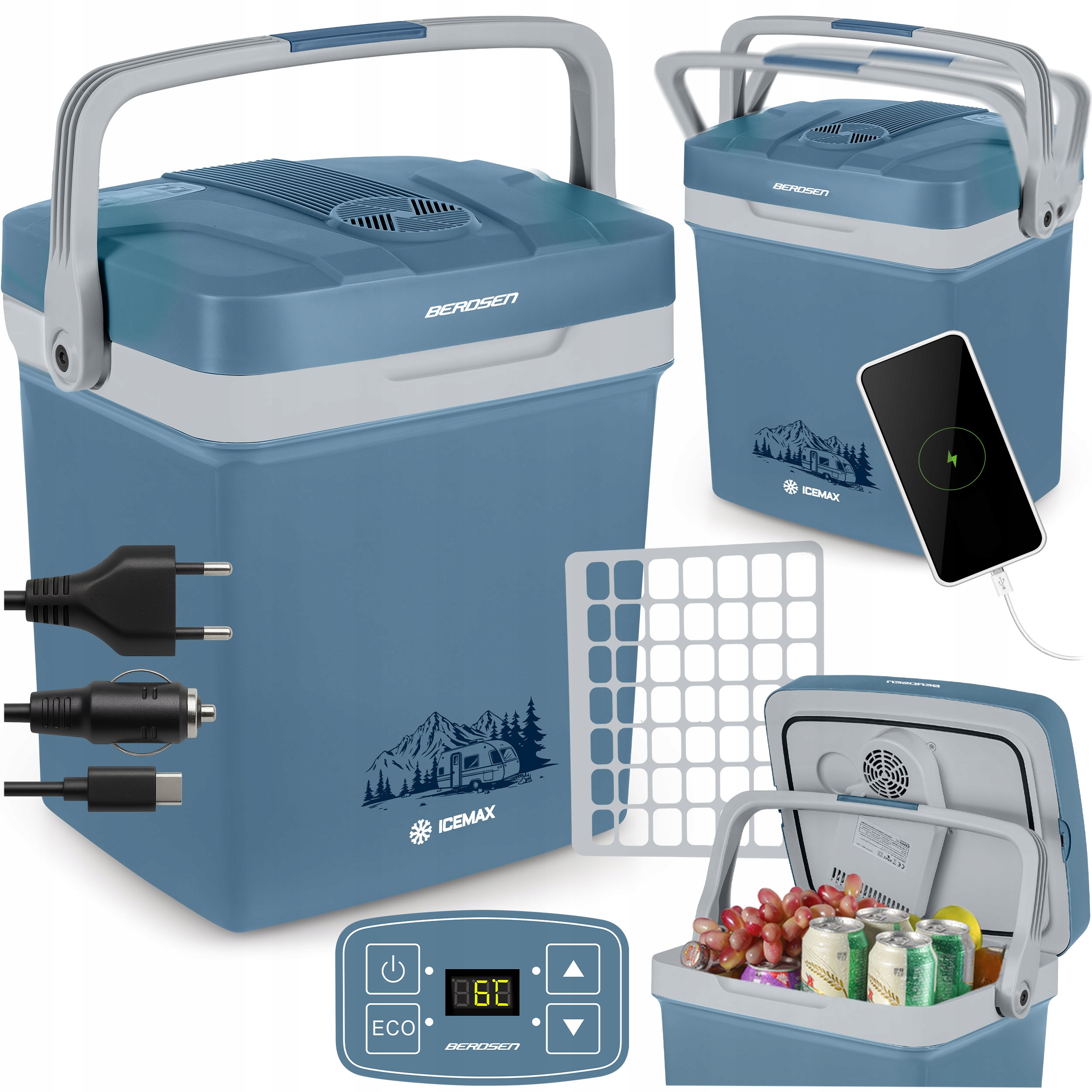 Lodówka Turystyczna Samochodowa 12V/230V Usb Funkcja Grzania 26L