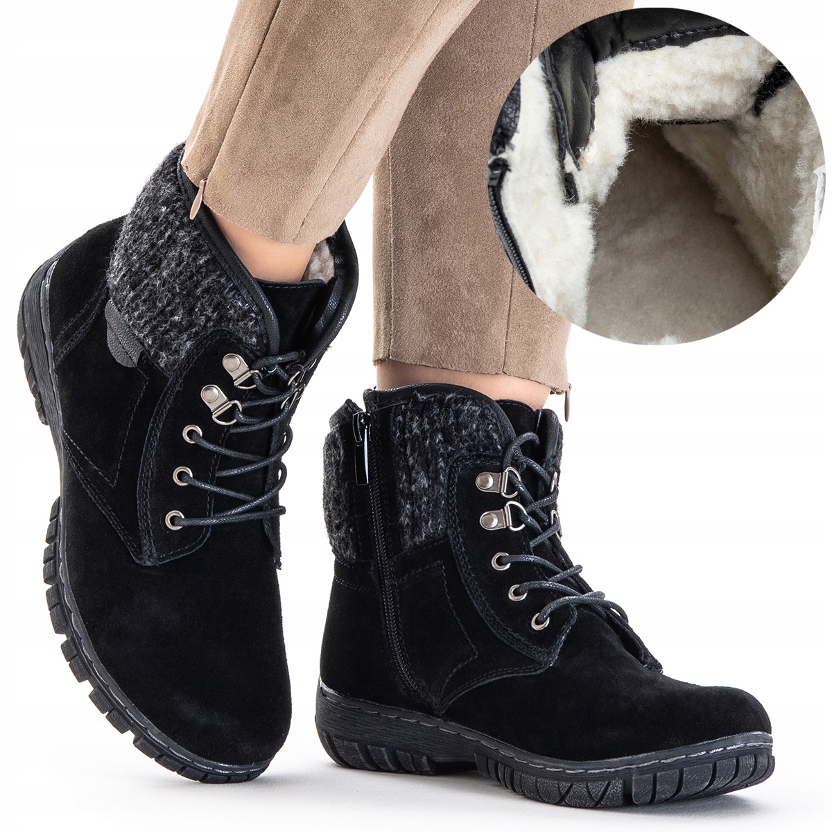 Kotníkové Boty Vlna boty Tuhost H zimní Zip Wojtyłko 39