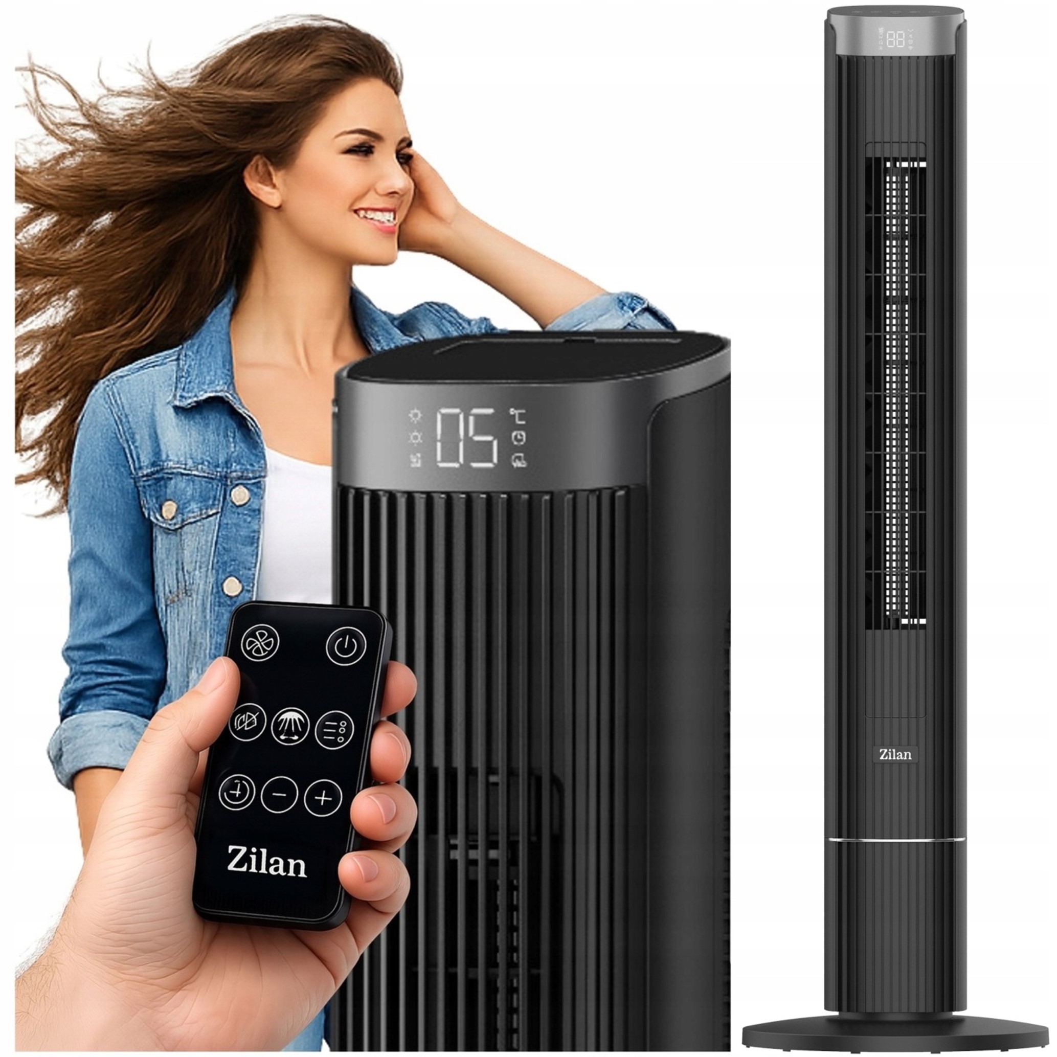 WENTYLATOR KOLUMNOWY 12 PRĘDKOŚCI SMART 110 CM 40W LED PILOT XXL Moc 40 W