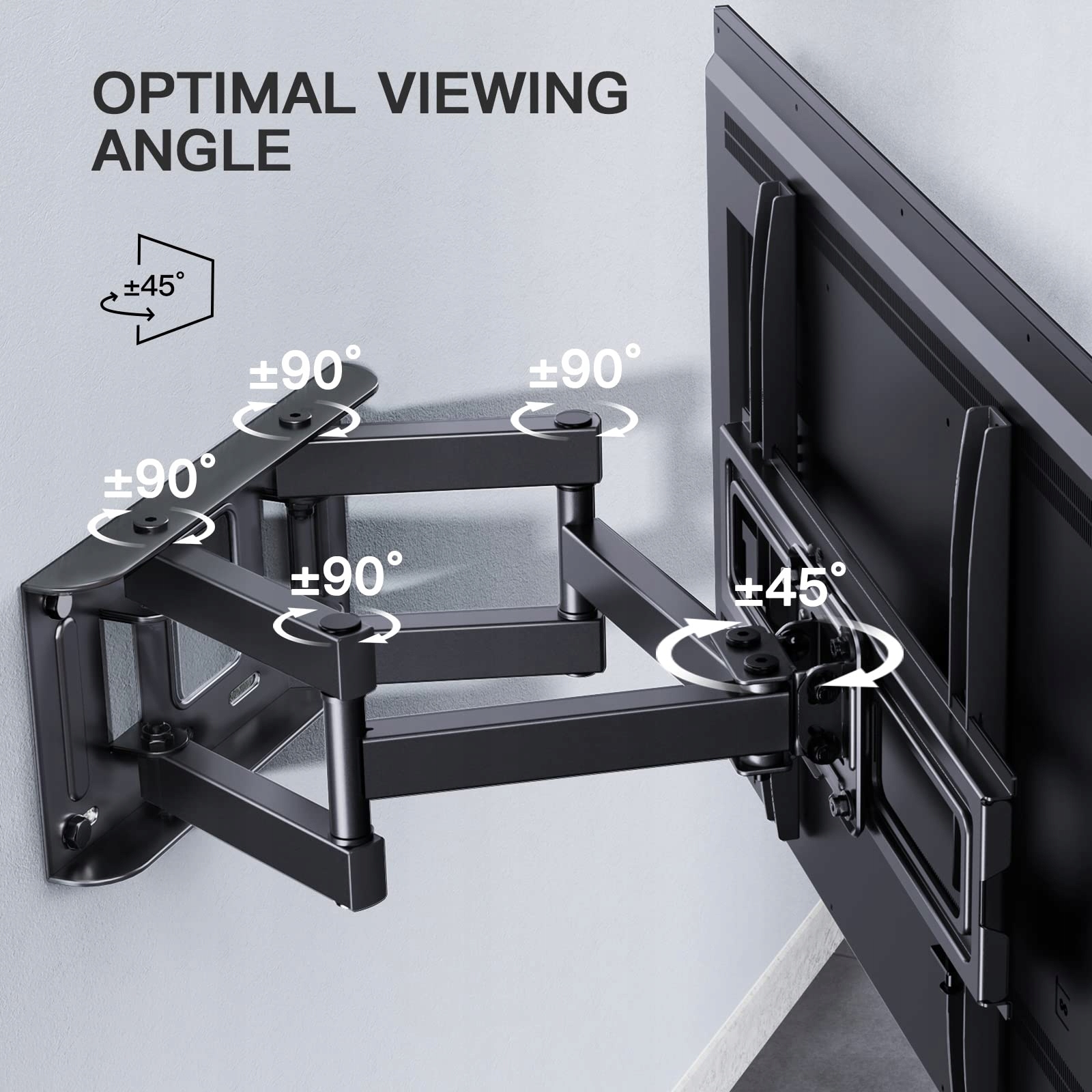 PERLESMITH Uchwyt TV Ścienny 26-65 Cali 45kg VESA 400x400 — miniatura 3