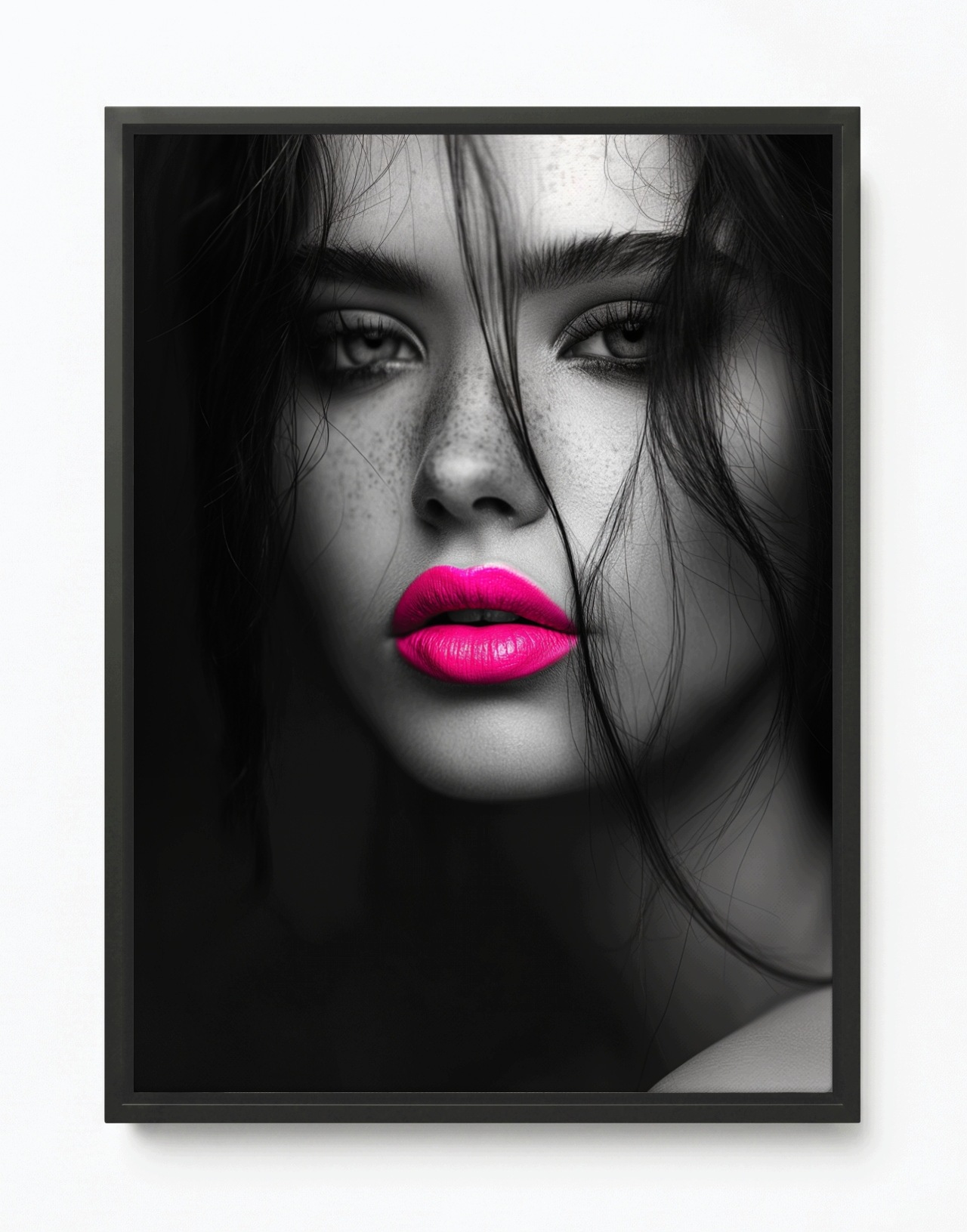 Obraz Rám Americký Box Portrét Žena Tvář Makro Foto Neon Růžový 75x100