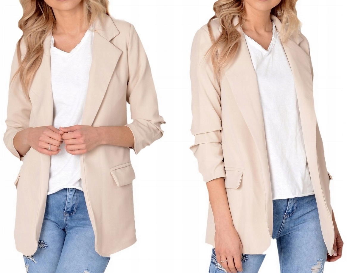 Marynarka damska taliowana Włoski styl Beż S/36