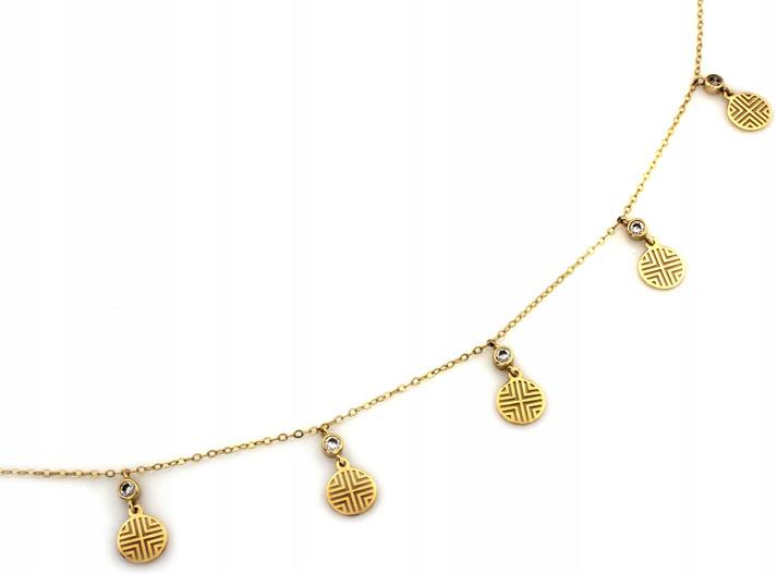 Zlatý náhrdelník 585 řetízek, kulaté přívěsky na dárek, módní vzor