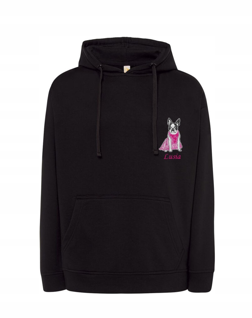 Mikina S Bostonským Teriérem Jméno Psa Výšivka Nad Velikostí Černá XL Dárek K Narozeninám