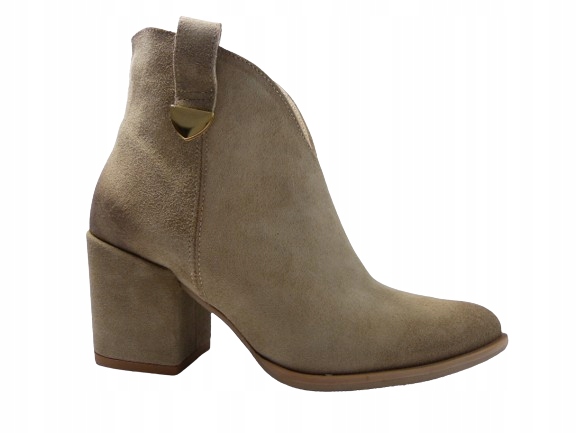 béžové asymetrické jarní dámské kotníkové boty kožené na podpatku Karino 37