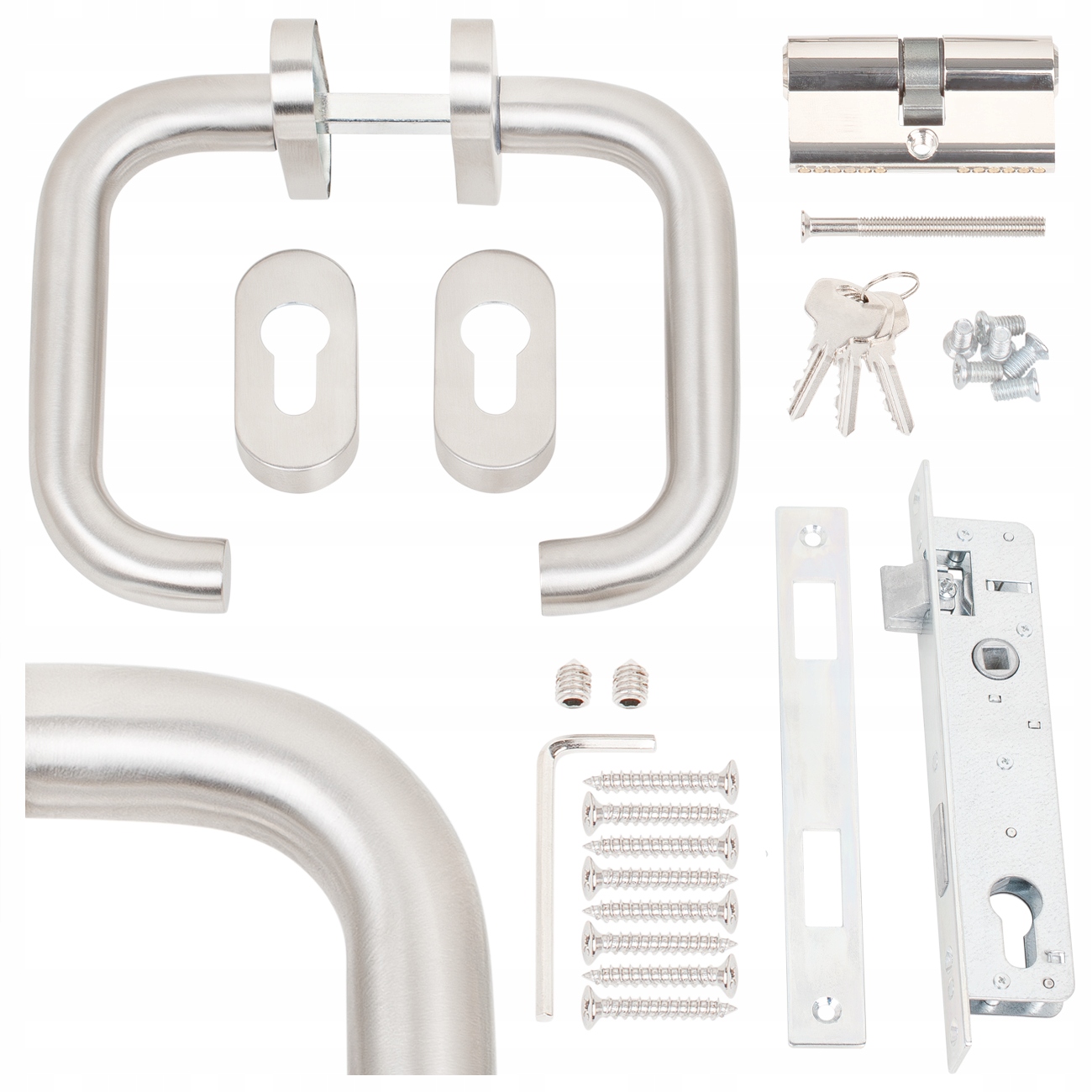 Sada Komplet Pro Branku Inox Premium Zámek Klika Vložka Nikl Gamar