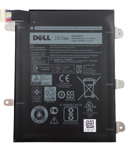 Baterie 5190mAh pro Dell Venue 8 Pro 5855, modely WXR8J a HH8J0
