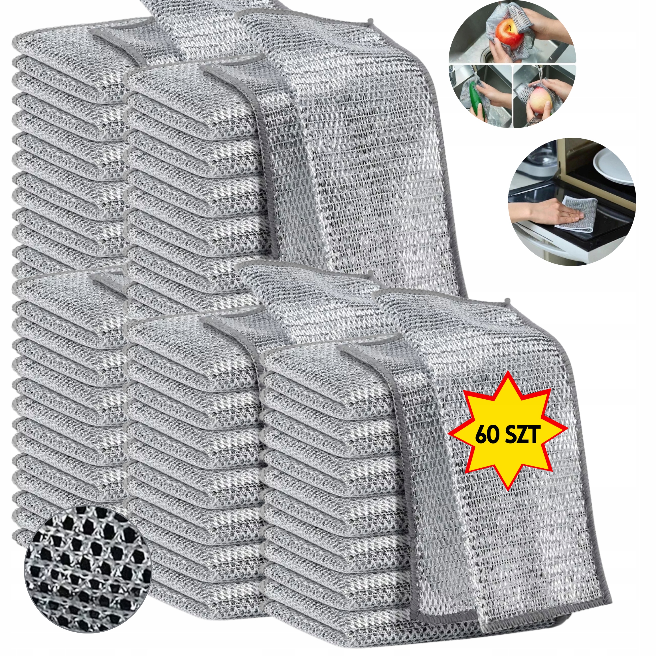Levně Drátěné Utěrky Sada 60 Kusů Jednostranná Multifunkční drátěnka