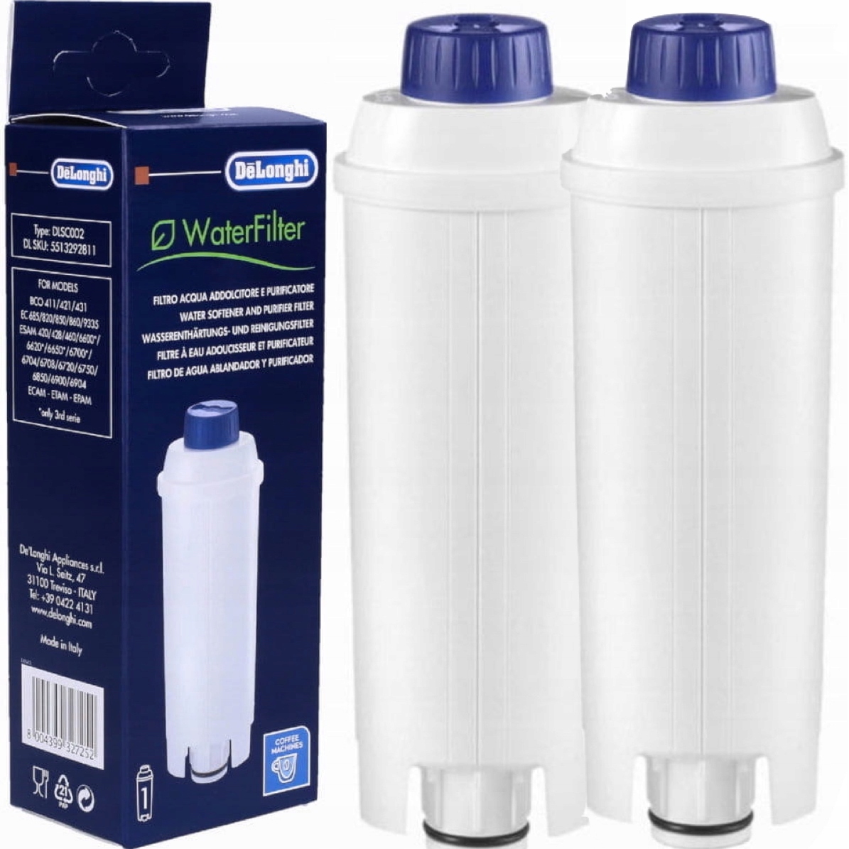 2x Filtr Wkład Wody do Ekspresu Oryginał DeLonghi SER3017 Dls C002