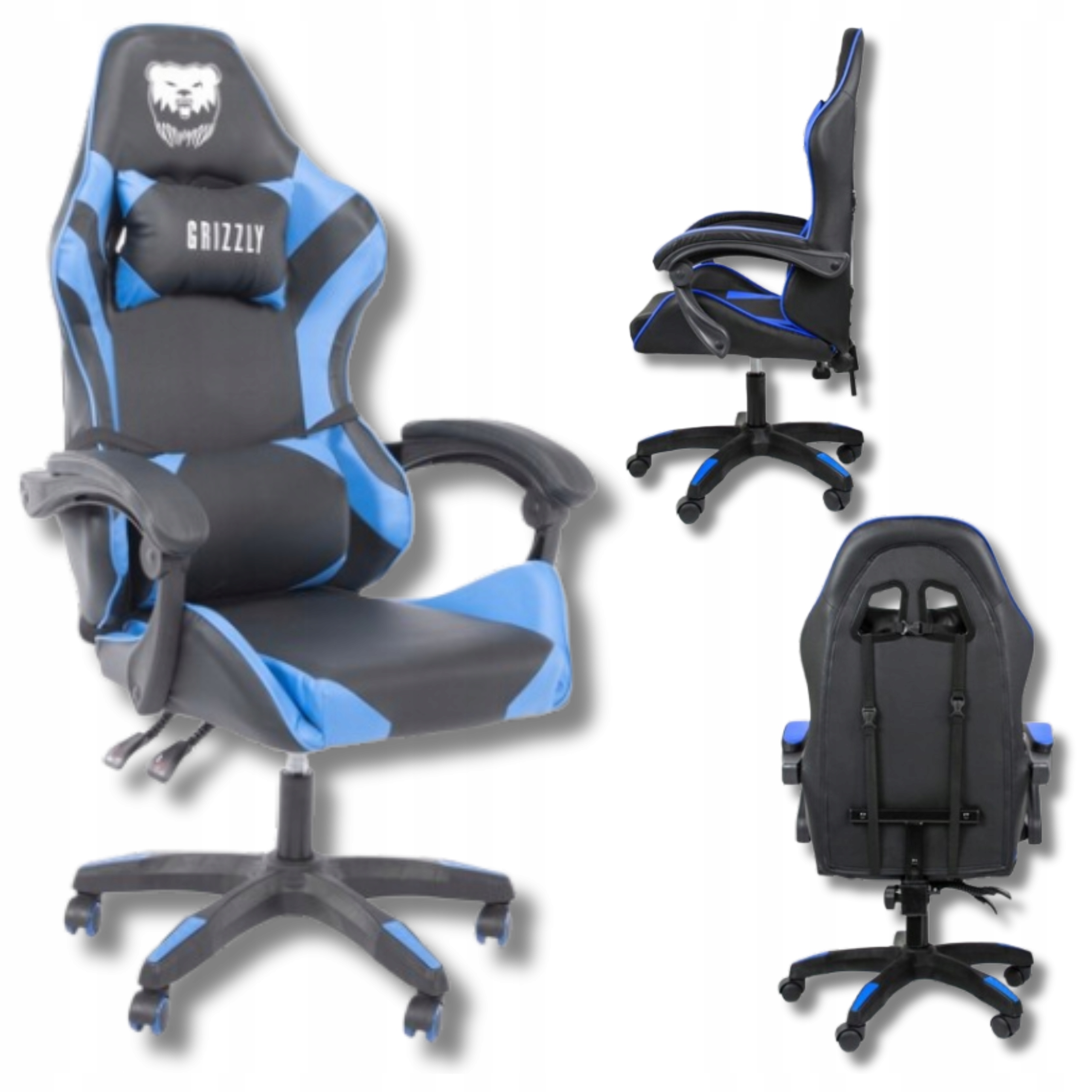 Fotel gamingowy Grizzly Force krzesło dla gracza obrotowy biurowy niebieski