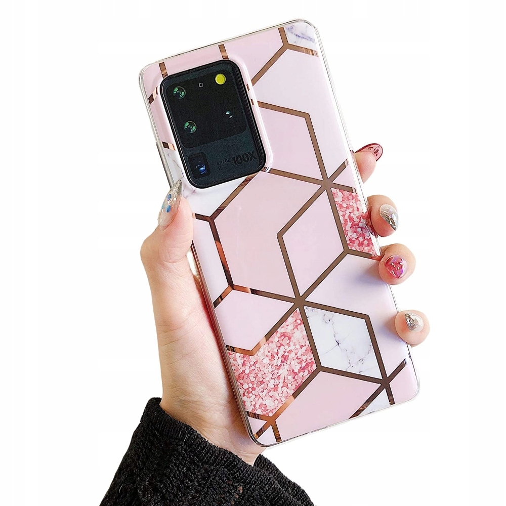 

Etui Różowe Marmur Gold do Galaxy S20 Ultra