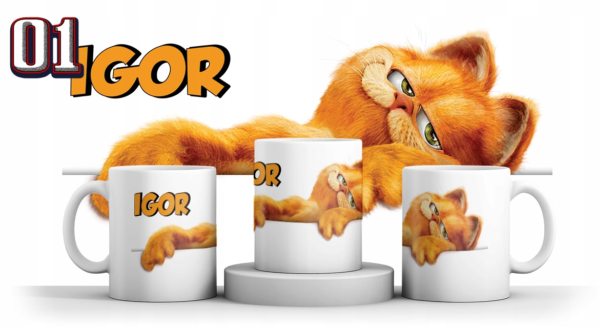 KUBEK GARFIELD KOT GARFILD + IMIE + KARTONIK Pojemność 330 ml