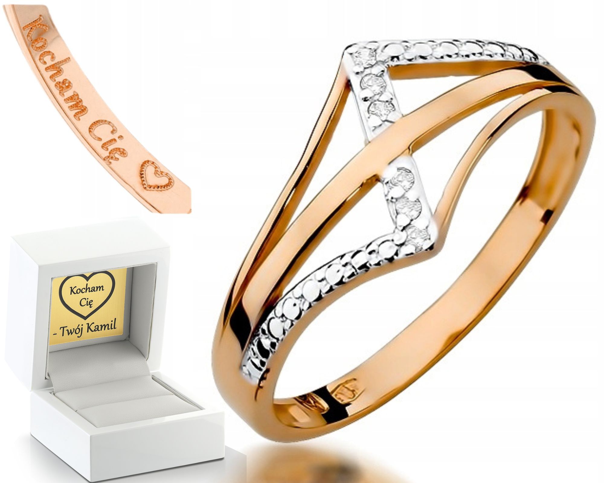 Růžové Zlato Prstýnek S Briliantem 585 Gravírování Zlato