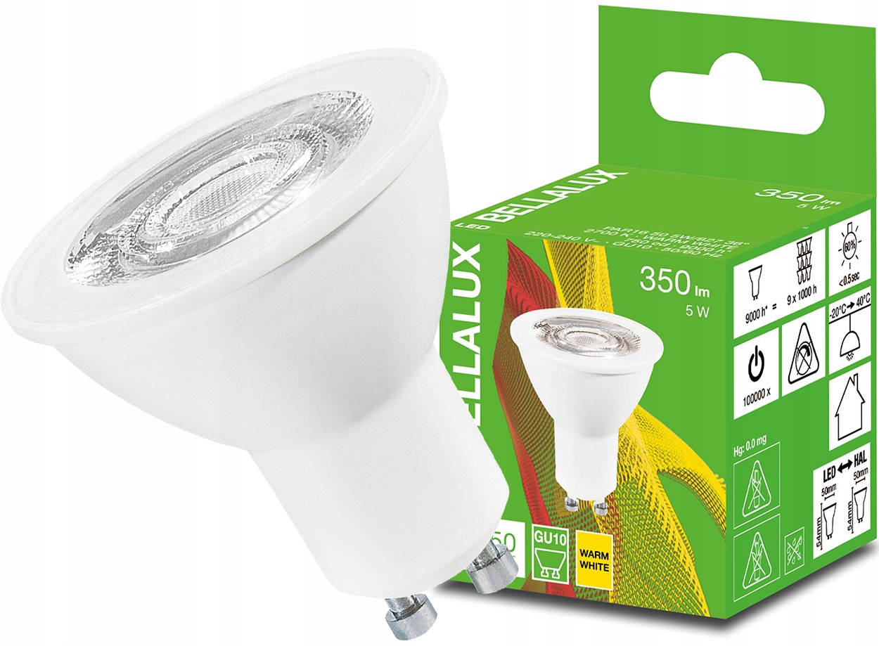 

Żarówka Led Halogen GU10 5W 50W 2700K 36D Bellalux