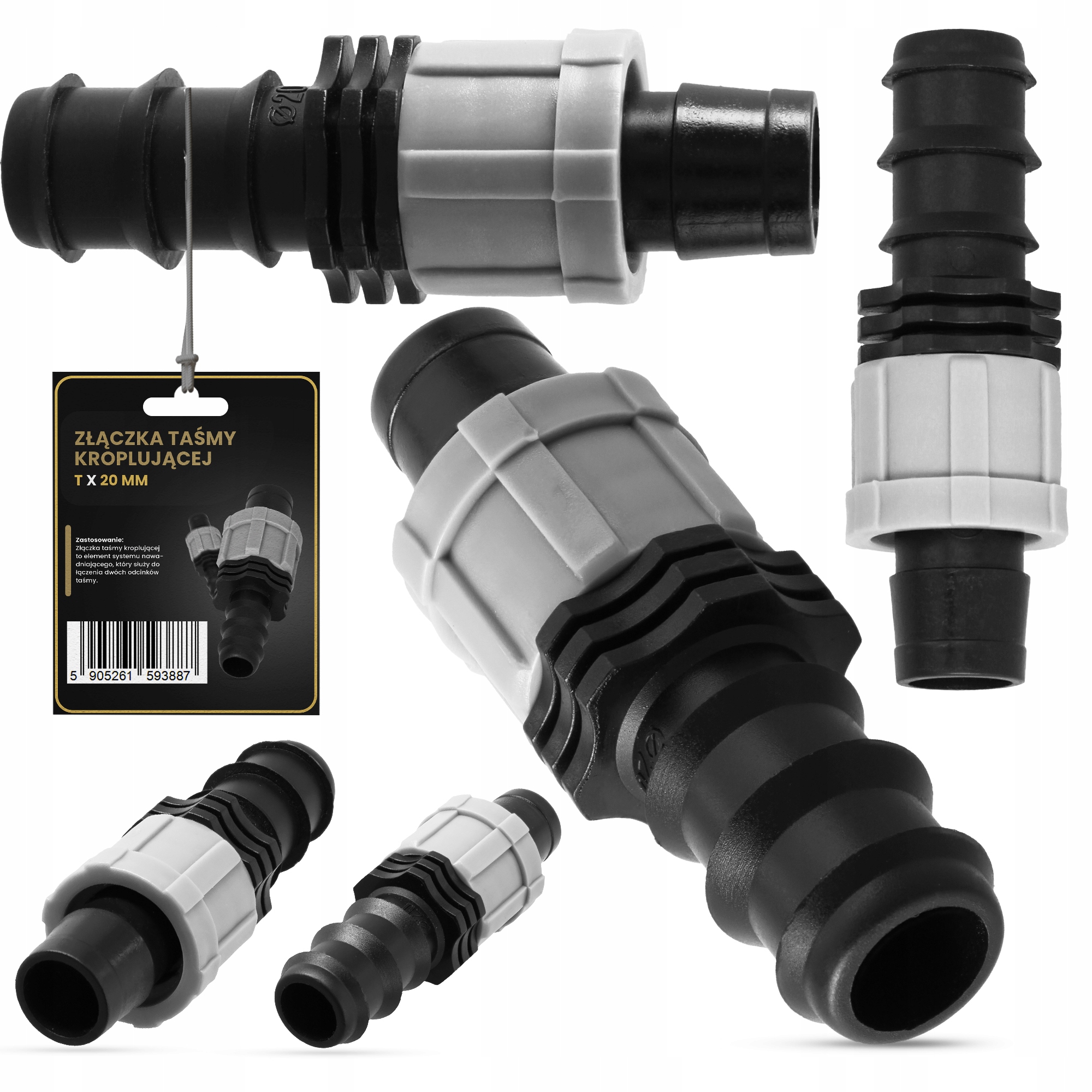 

Złączka Łącznik Węża Taśmy Kroplującej T x 20 mm