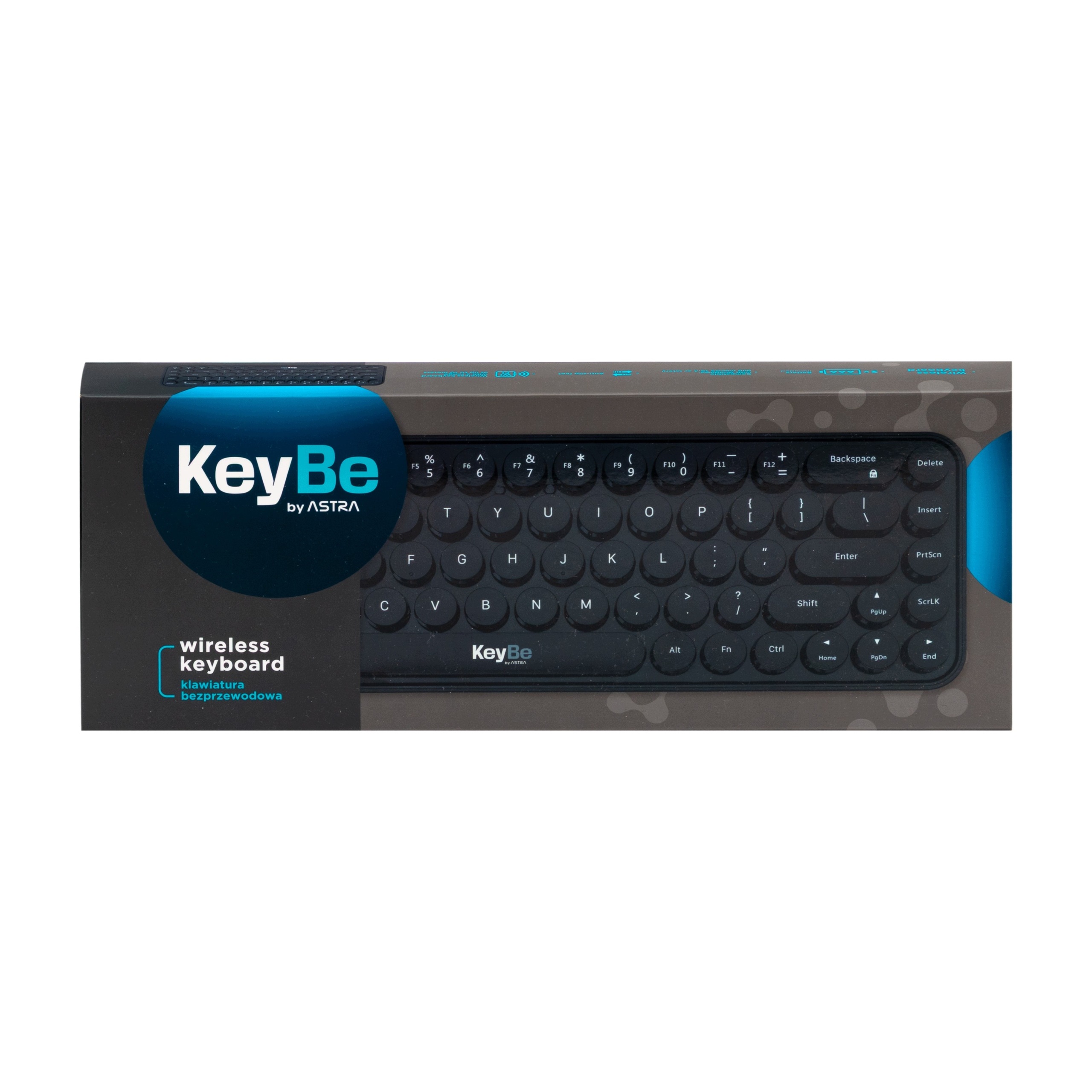 Bezdrátová přenosná klávesnice Bean black KeyBe Astra