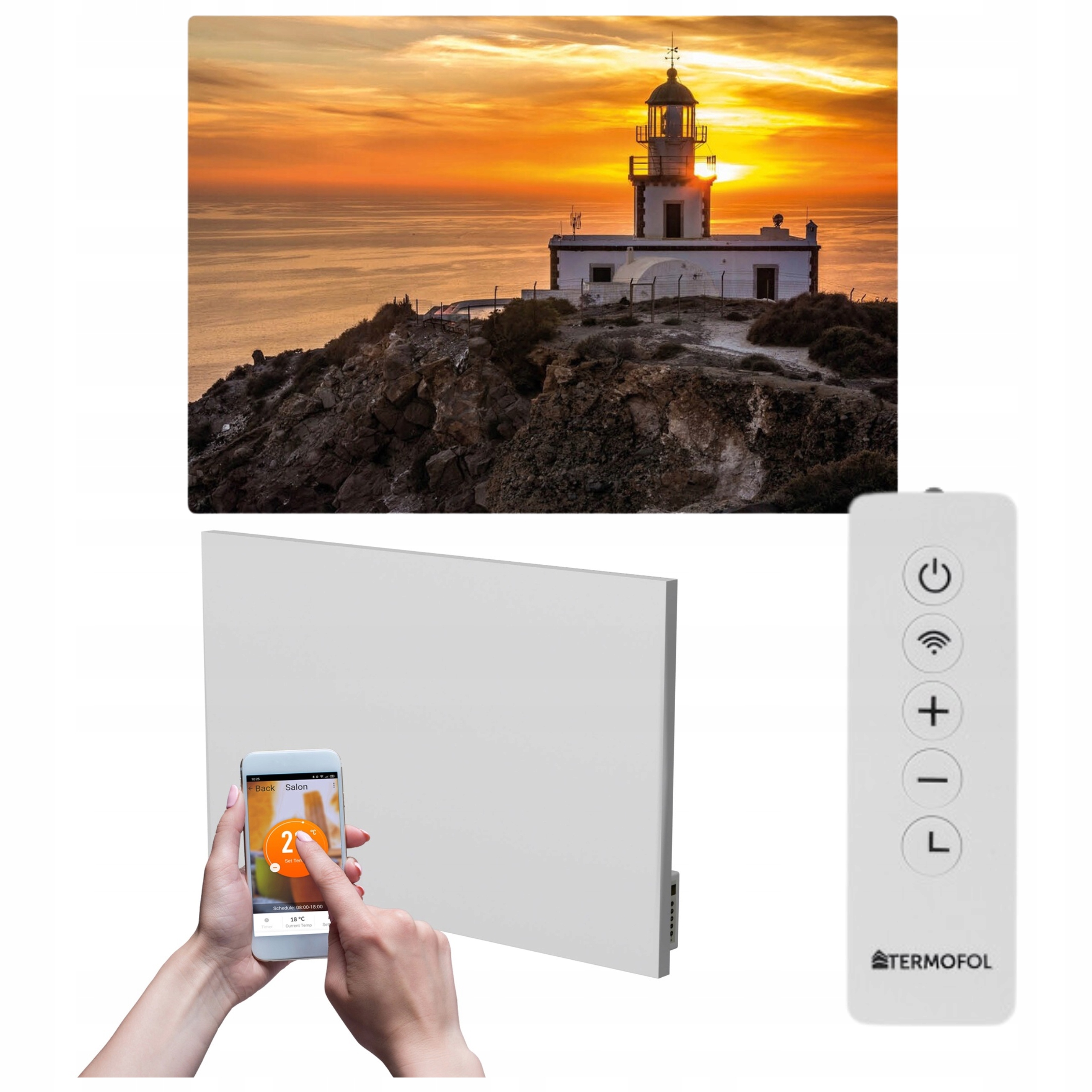 Infračervený ohrievač obraz západ slnka lampa 500 W 85x60 cm WiFi