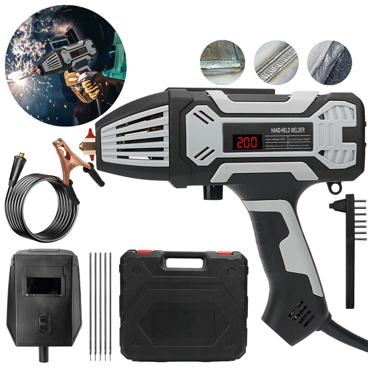 Přenosná svářečka Igbt 20-200A s horkým obloukem v kufříku s příslušenstvím