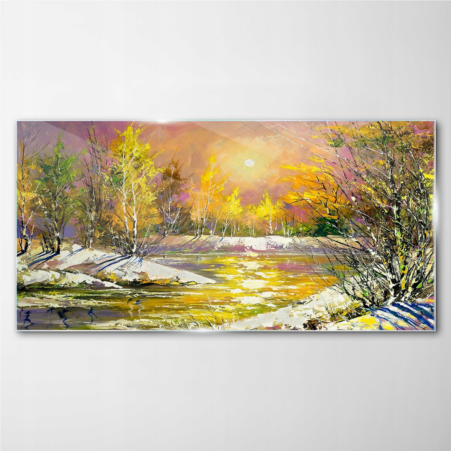 

Obraz z nadrukiem szklany Las zima woda 100x50 cm