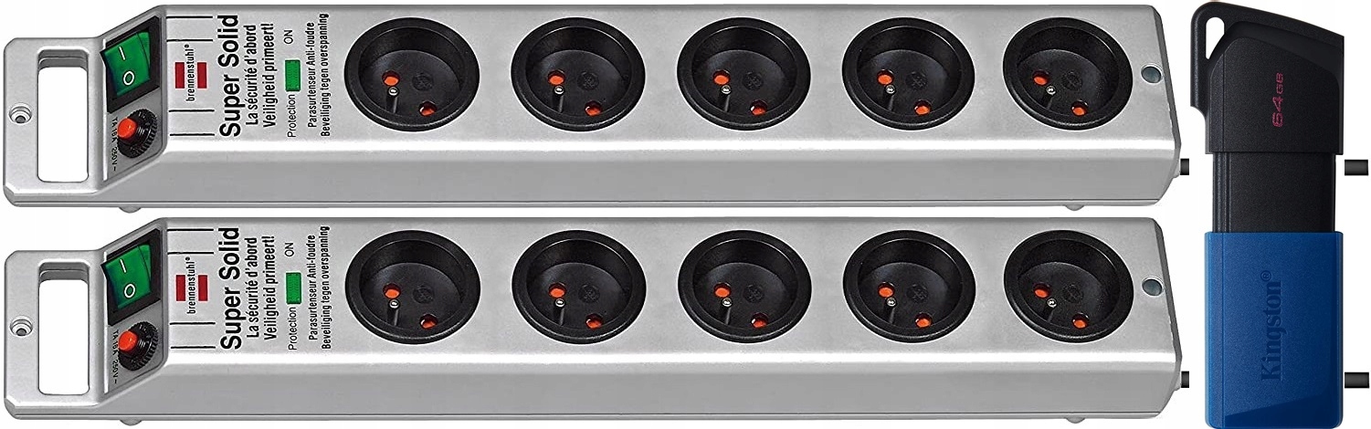 2 kusy predlžovacieho kábla proti prepätiu napájacia lišta Brennenstuhl