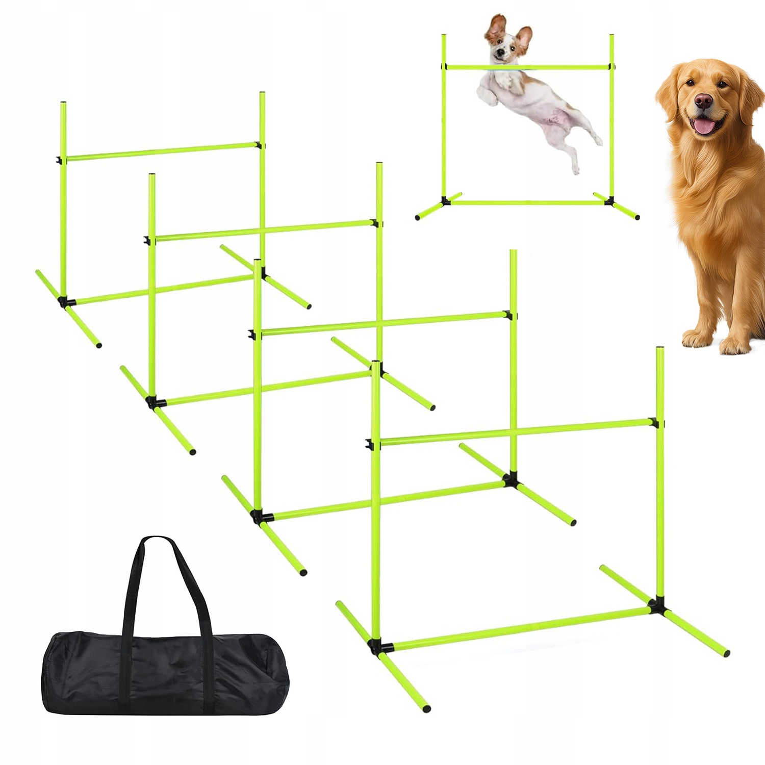 Sada Pro Trénink Agility Psů, 4 Nastavitelné Pvc Sloupky S Taškou