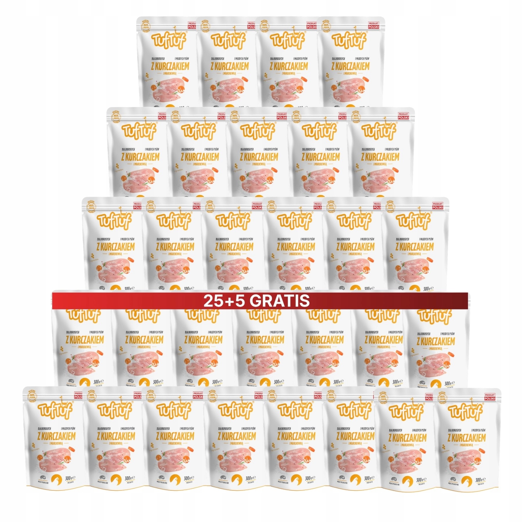 TufTuf mokra karma dla psa Kurczak Marchewka saszetka 30x300g 25+5