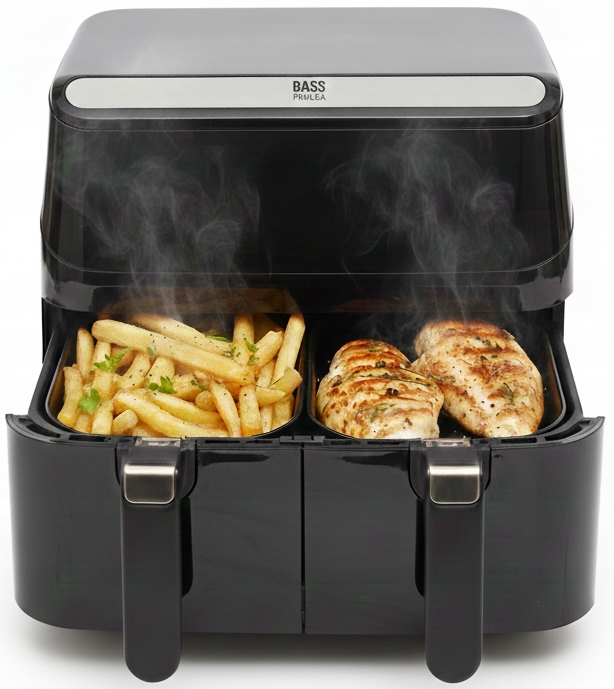 Frytkownica Beztłuszczowa XXL 8,5L 2800W Dwukomorowa Z Okienkiem Air Fryer