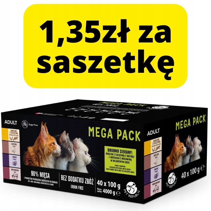 Levně Pet Republic Pack Krmivo mokré Pro Kočky 40x100 g Mix Chutí