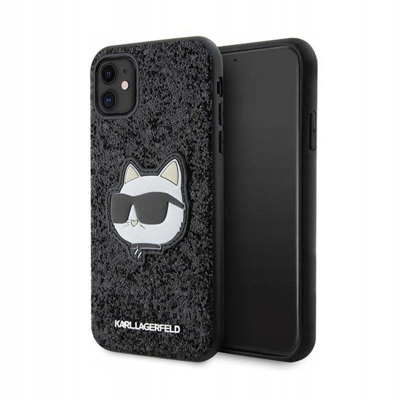 Karl Lagerfeld Nft Glitter Choupette Patch Pouzdro pro iPhone 11 (Černé)