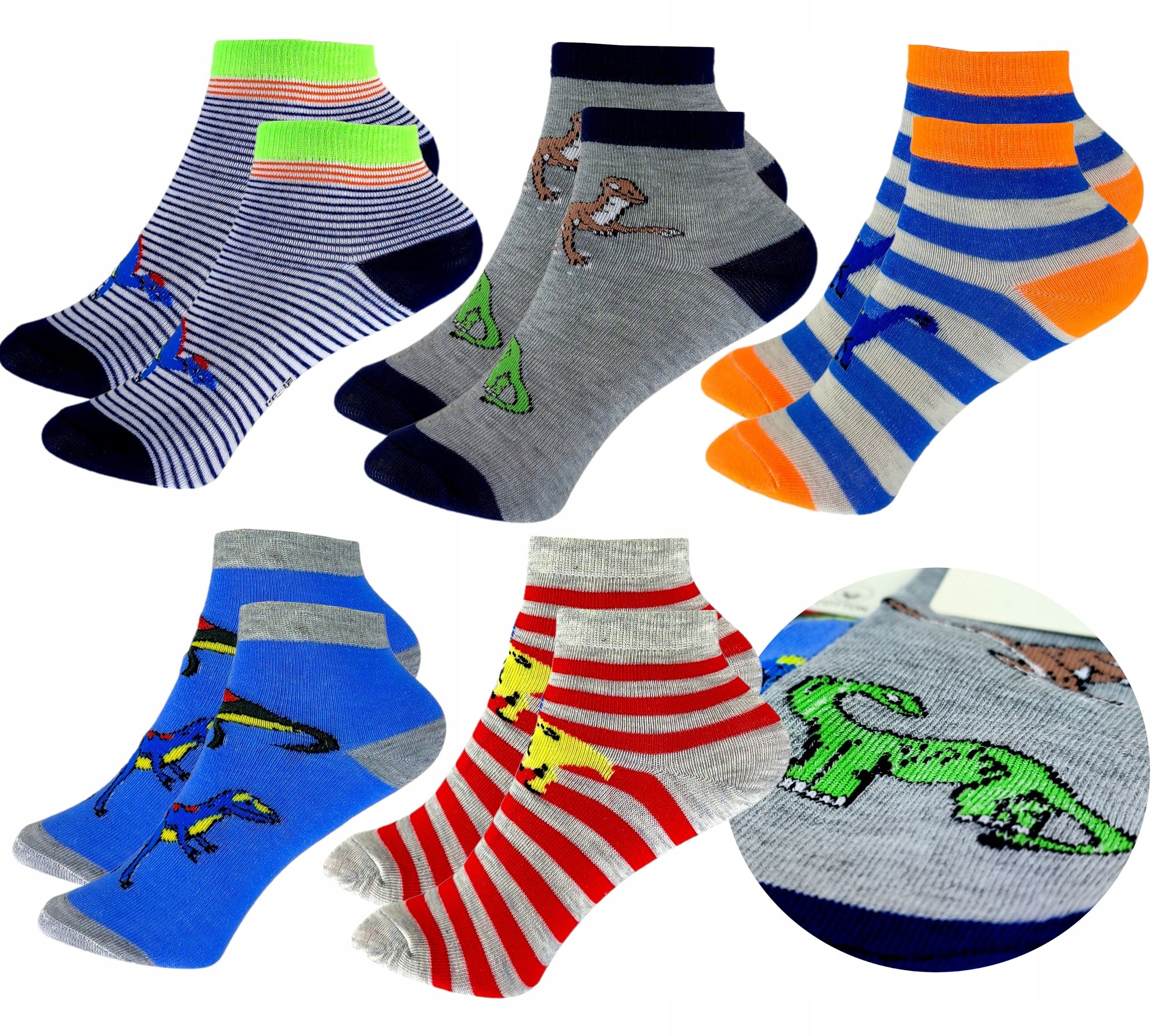 

5-PAK Dziecięce Skarpetki bawełna Dinozaury 25-27