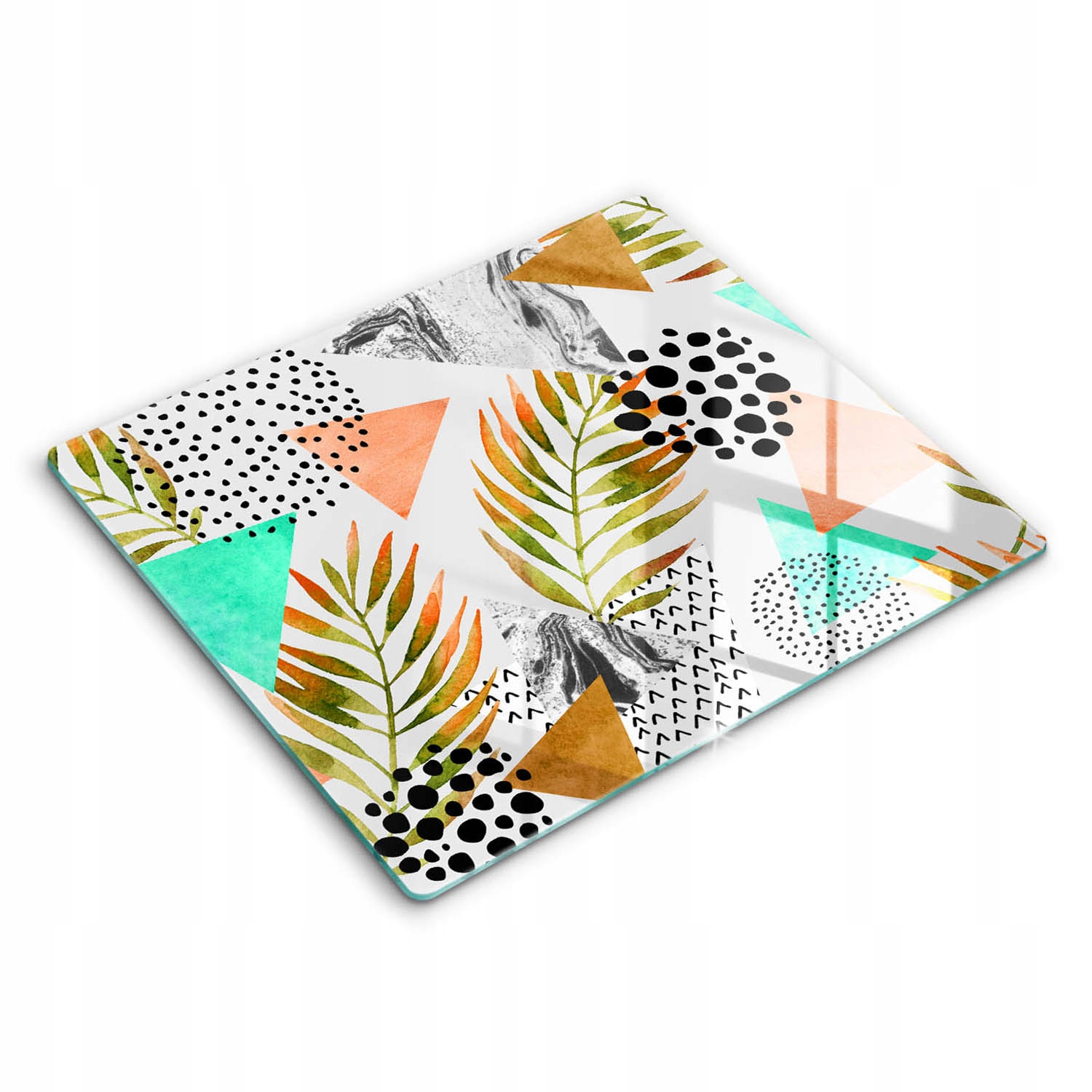 Kuchyňská krytka na krájení, chránící pracovní desku do kuchyně, vzor boho listy 60x52