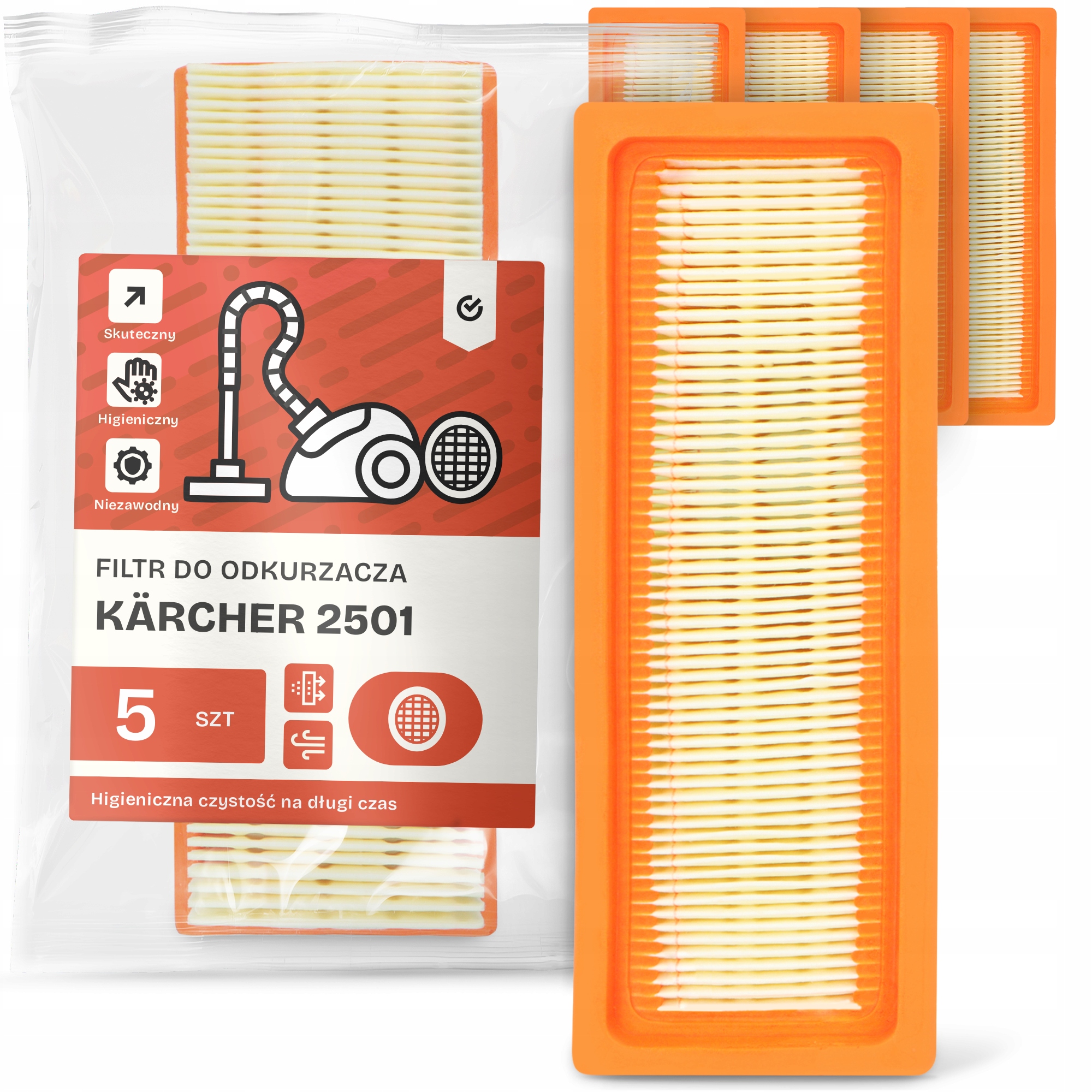 5 x Vzduchový Filtr pro vysavač Kärcher 2501 Omyvatelný Silný Em-w