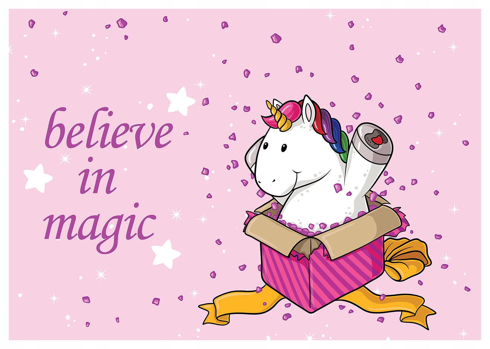 Fototapeta Jednorožec Magie v růži Pohádka na zdi 400x280 lepidlo