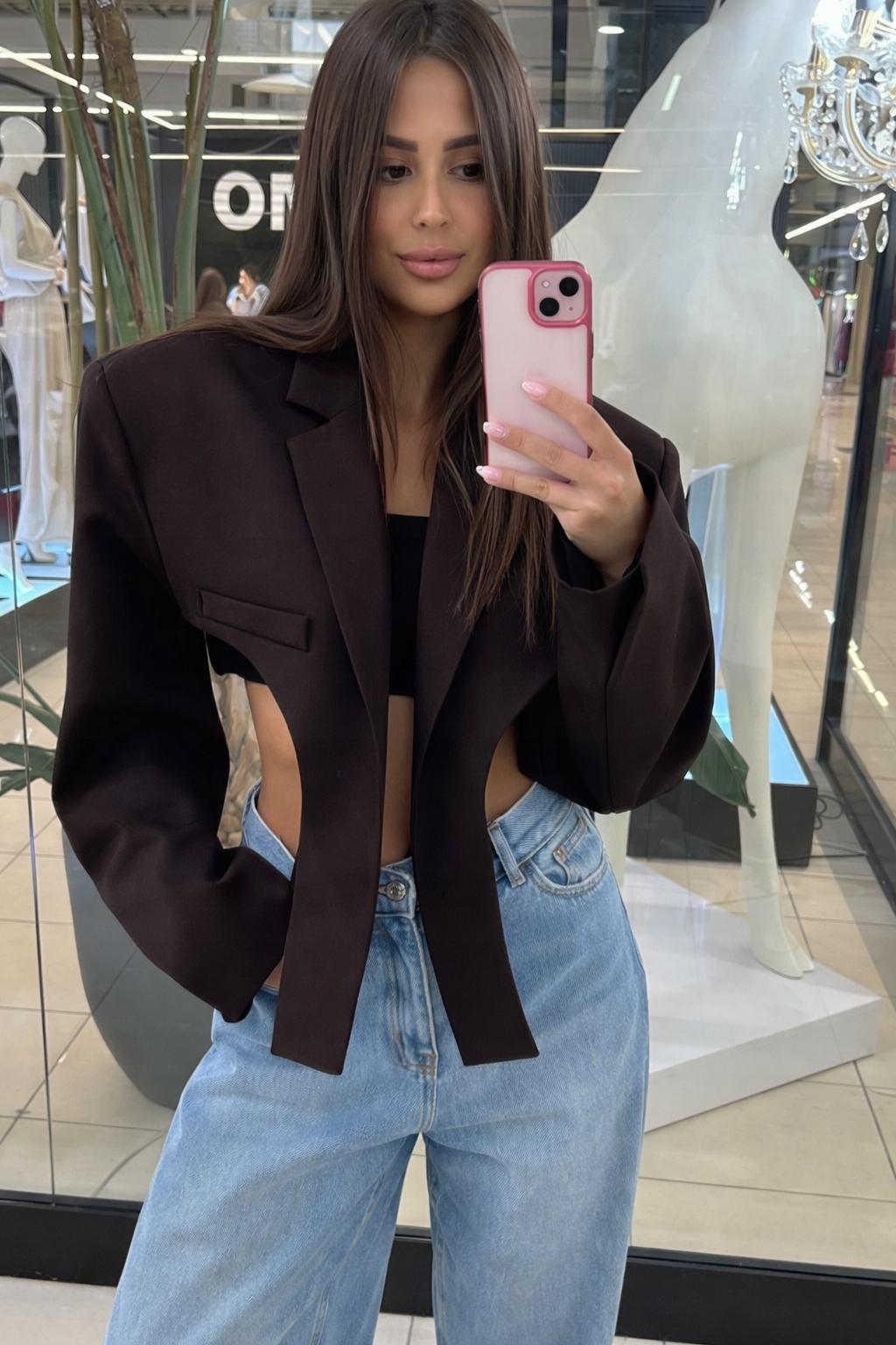 Sako Emo Krátká Oversize Elegantní sako Výřezy uni