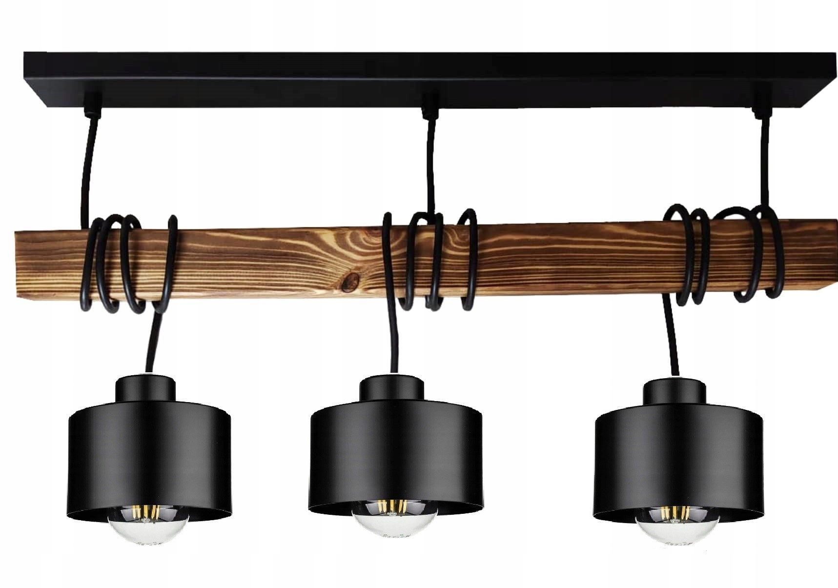 

Lampa żyrandol drewno 3xE27 Loft Czarna