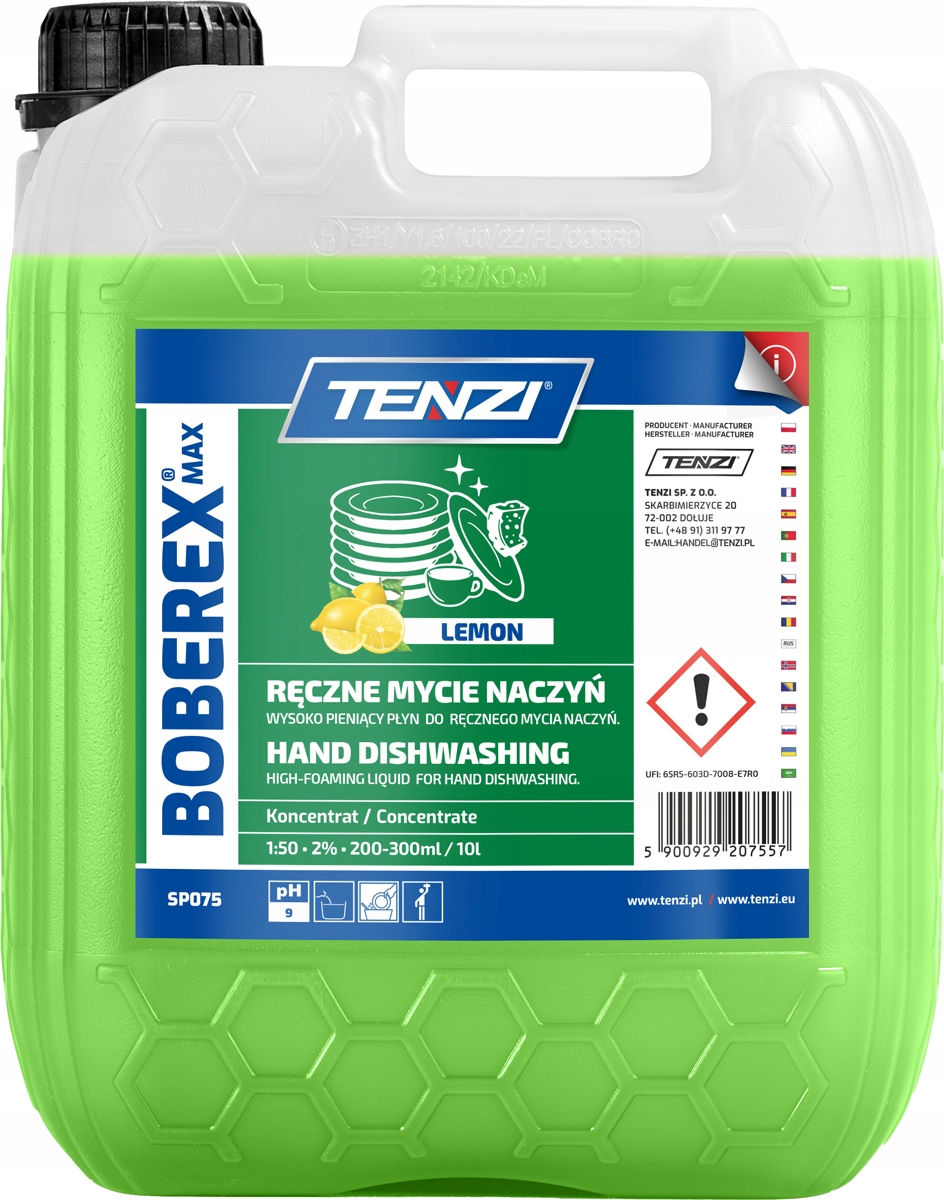 Levně Tenzi Boberex Max Lemon Tekutý prostředek na mytí nádobí 5L