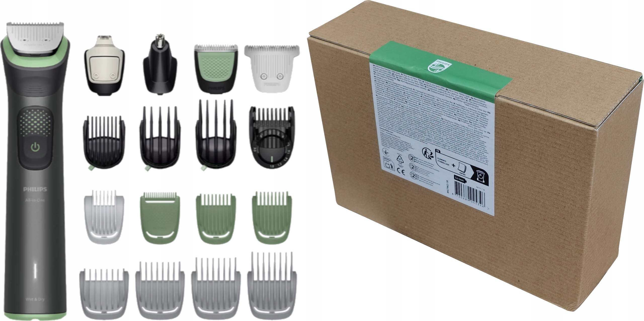 Trymer Philips Multigroom Series 7000 MG7962/30 19w1 Czarno-zielony