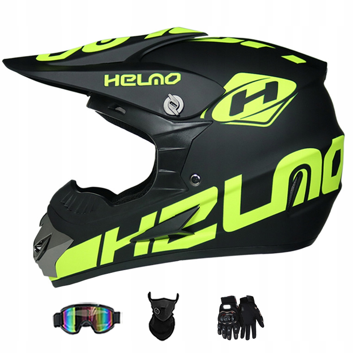 Motocyklová Přilba Crossová Lehká Enduro Quada Brýle Rukavice Maska L