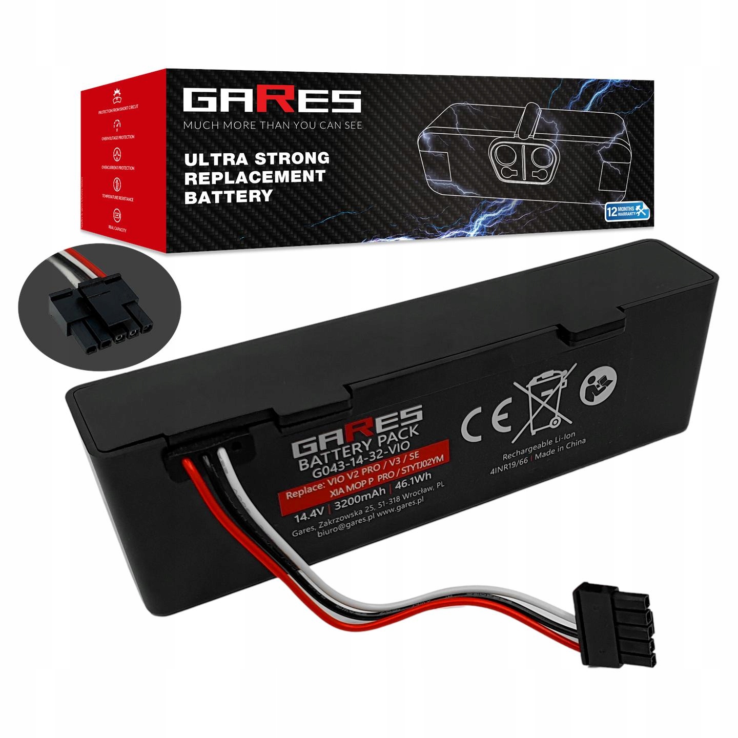 Akumulátor Gares pro Viomi V2 Pro V3 Se STYTJ02YM Vacuum Mop Pro 14.4 V 3,2A