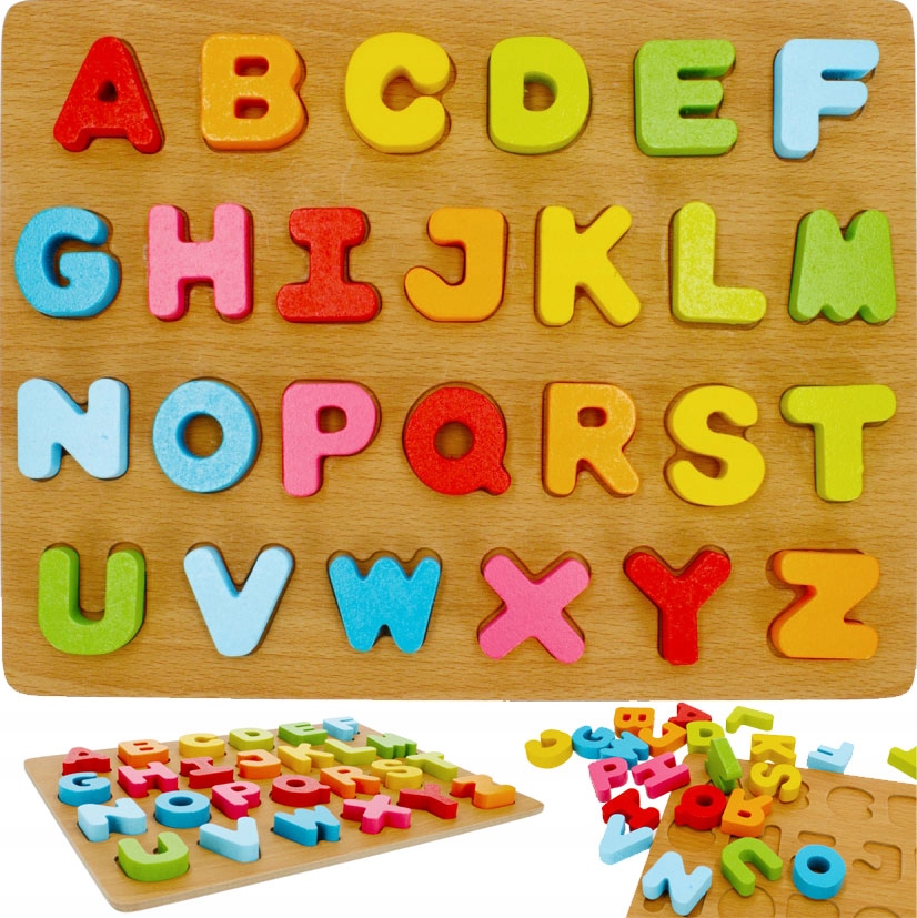 

Układanka Drewniana Alfabet Literki Puzzle Klocki
