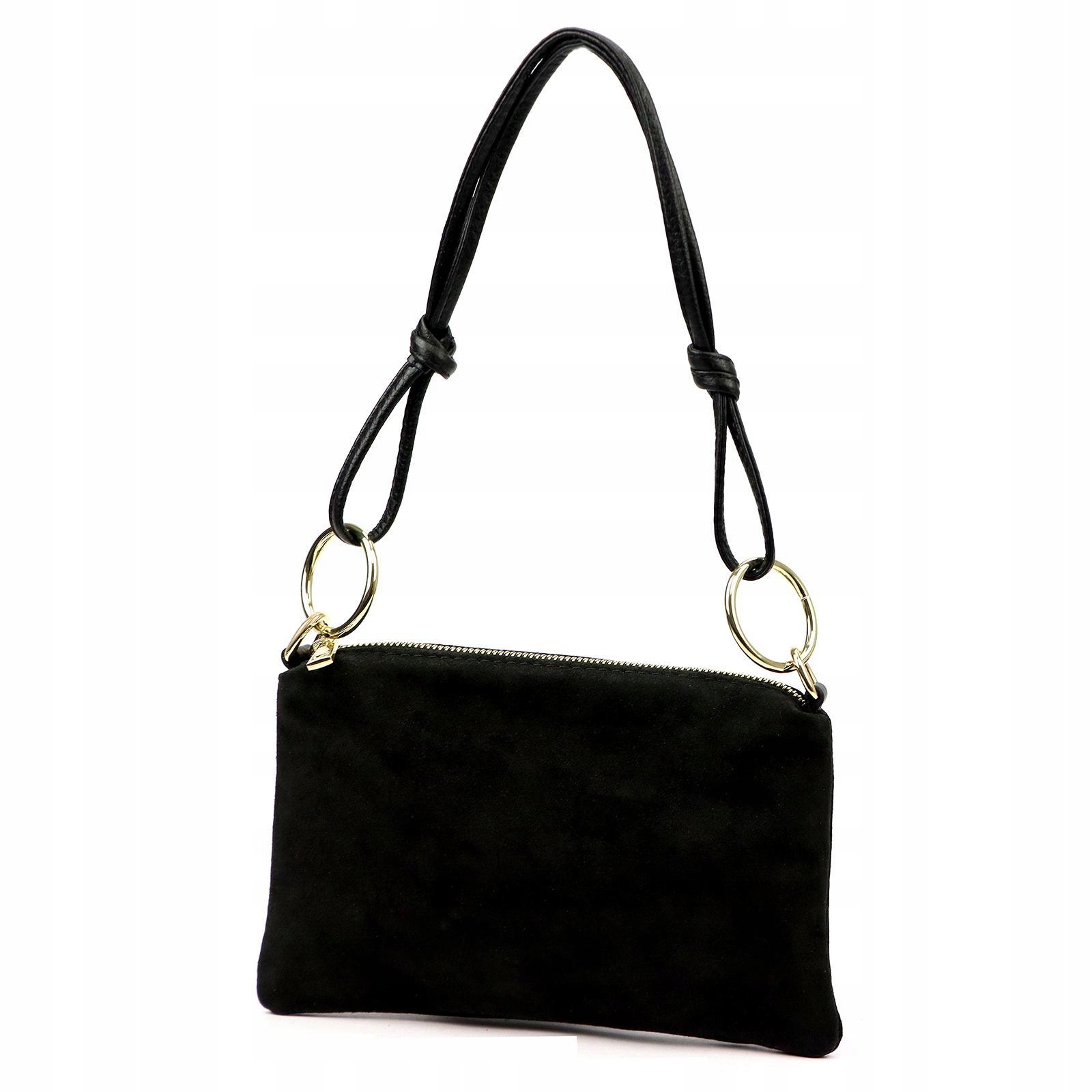 Torebka skórzana zamszowa mała damska Luka czarna