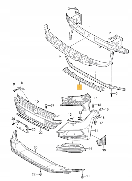 3G8807963 - ПРОТИВОСКОЛЬЗЯЩЕЕ КРЕПЛЕНИЕ ПЕРЕДНЕГО БАМПЕРА VW ARTEON 17-