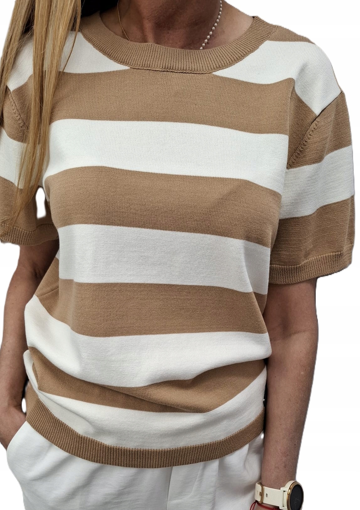 Cocomore Svetr s pruhy Camelový Bílý Novinka