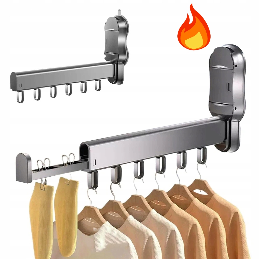 Levně Věšák Na Oblečení, 6 Háčků, Skládací, Bez Vrtání