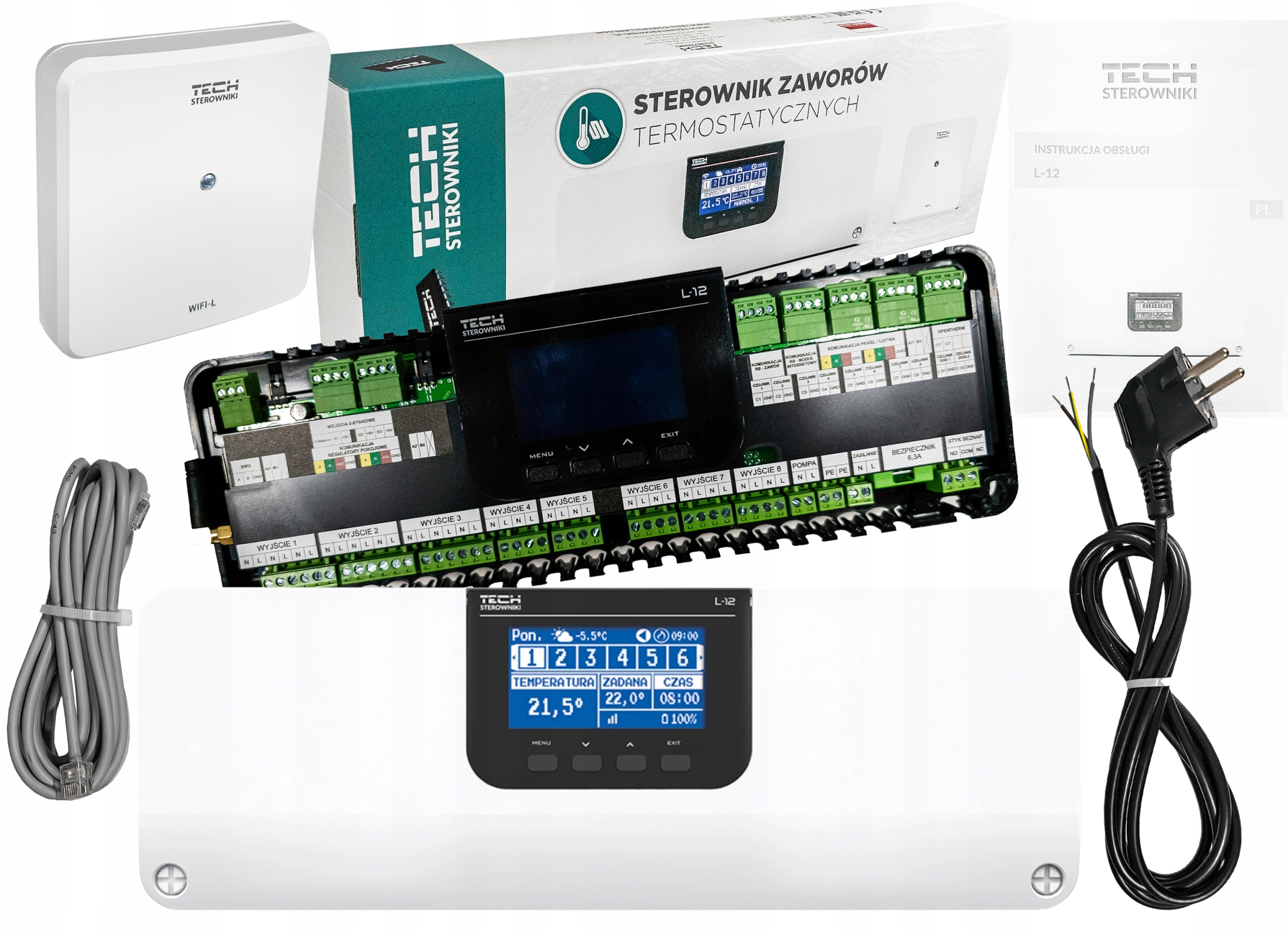 Sterownik Regulator Listwa Sterująca Do Podłogówki 8 Sekcji Stref L-12