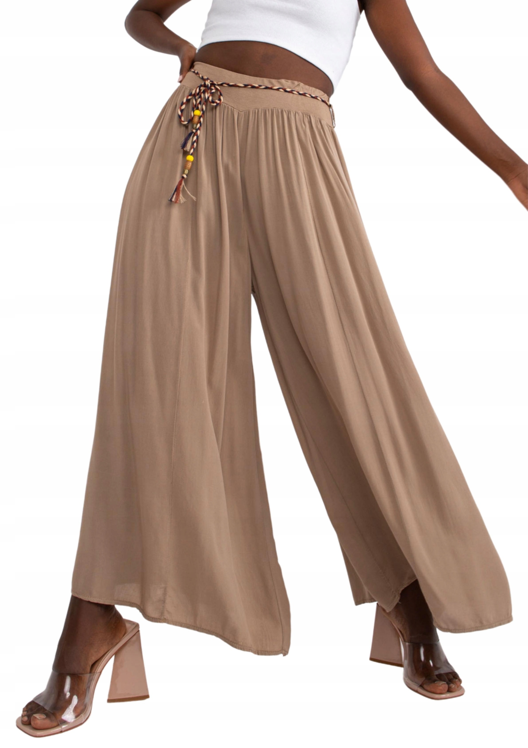 Spódnico-spodnie damskie letnie palazzo alladynki brązowy S