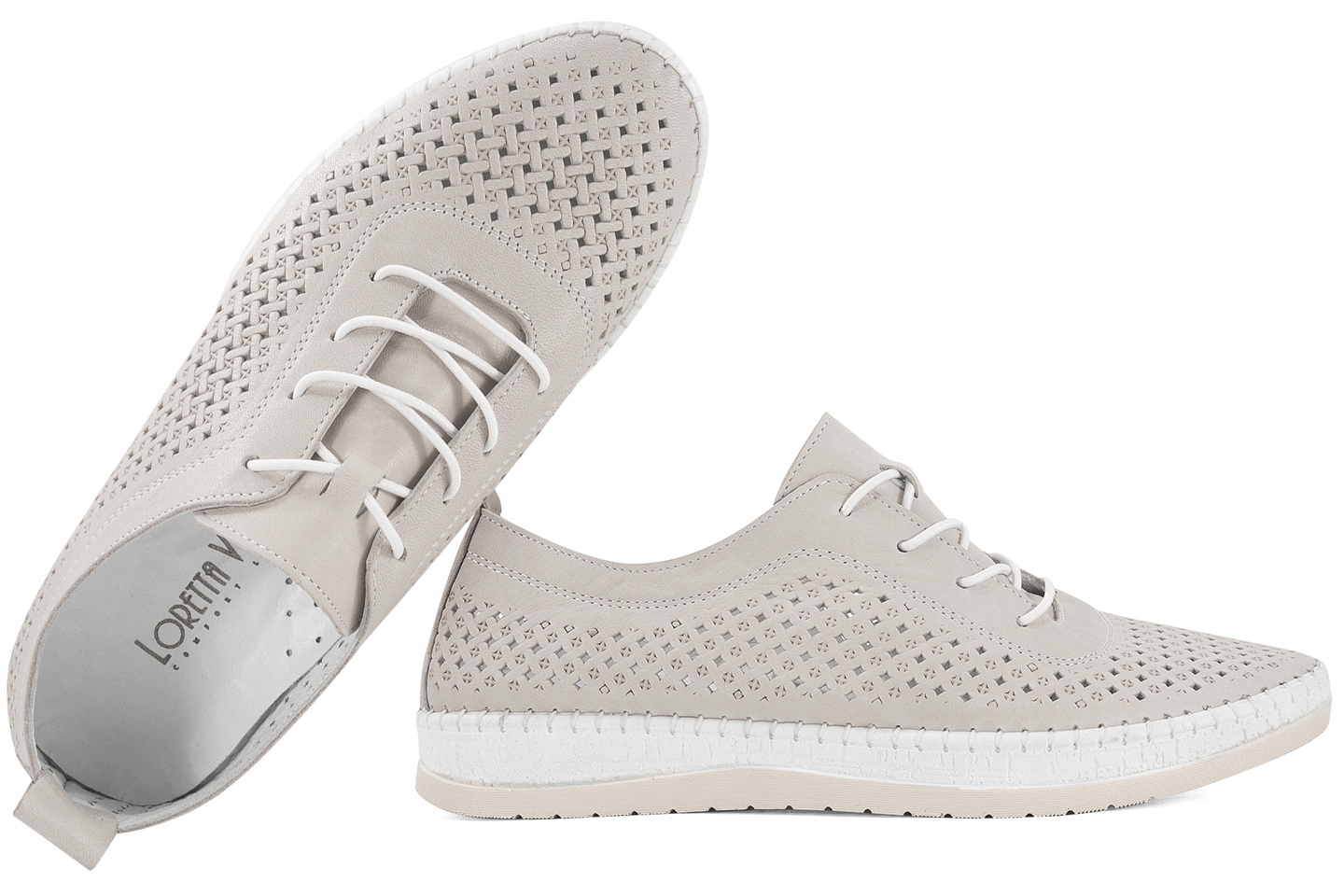 Loretta Vitale YN/30110 Dámské Kožené Polobotky Ažurové šedé 40