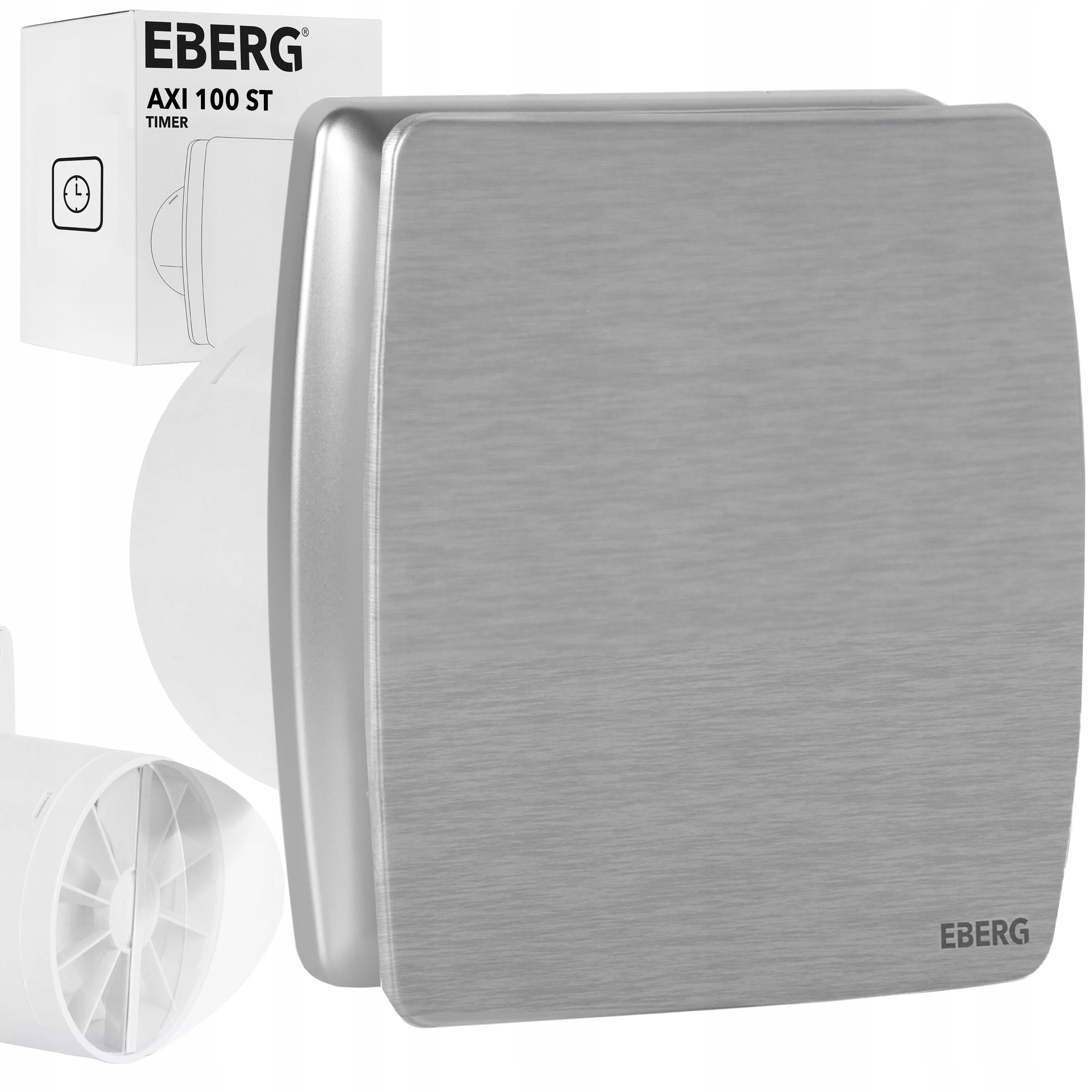 Wentylator łazienkowy Eberg Axi 100 Silver szczotkowane aluminium Timer
