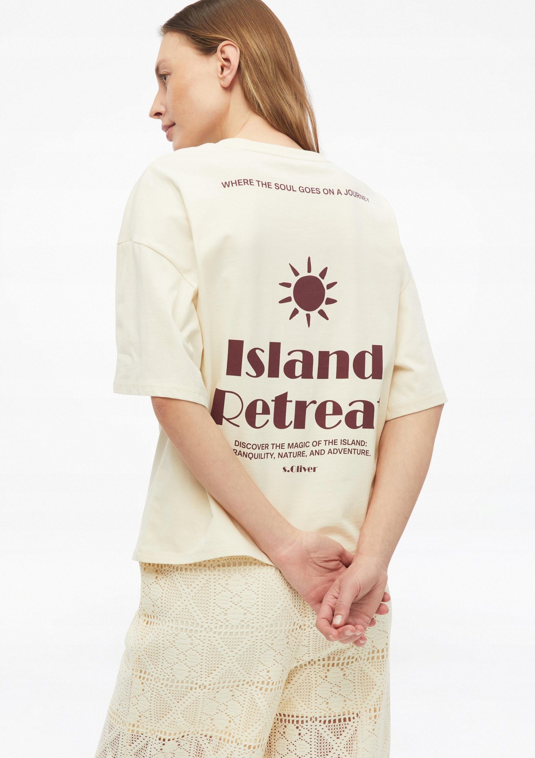 S.Oliver T-shirt Luźny bawełniany T-shirt z nadrukiem